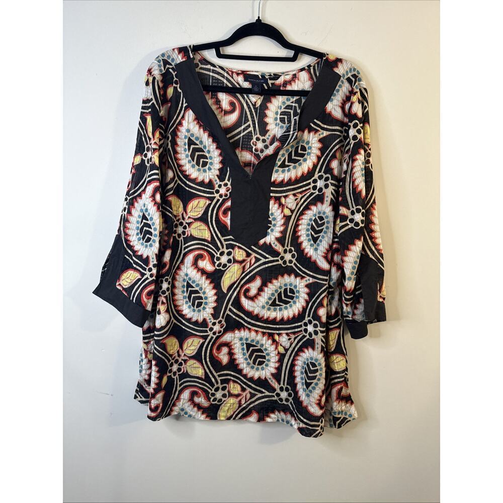 Tommy Hilfiger‎ Paisley Sheer Tunic 3/4 Sleeves 2x